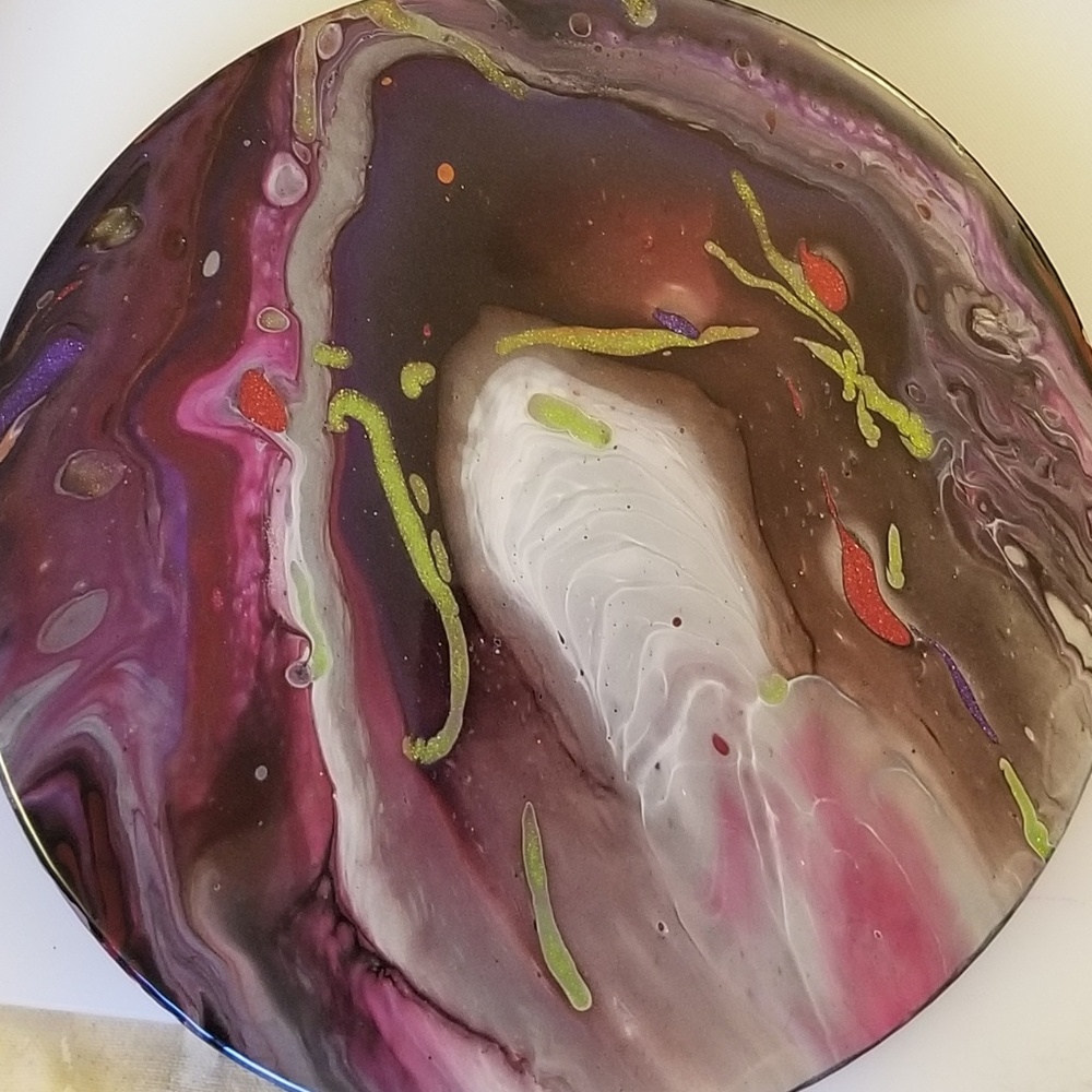 NWT Handmade Acrylic Pour Lazy Susan 10" Resined